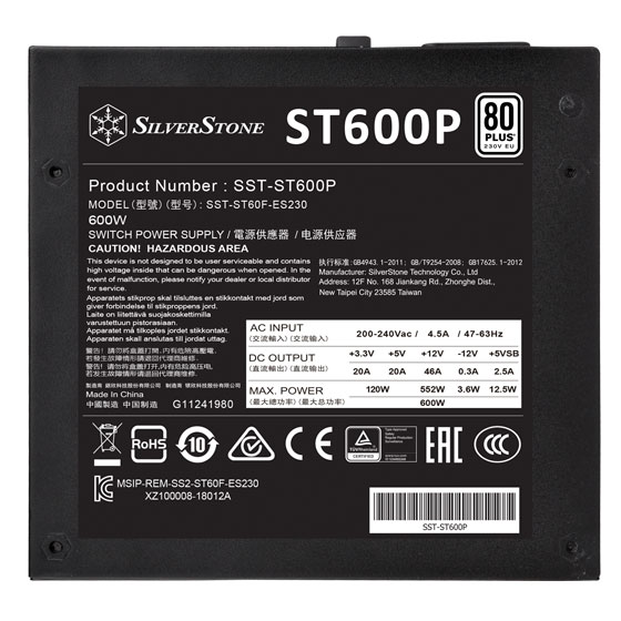 ספק כח – SilverStone 600W 80PLUS ST600P