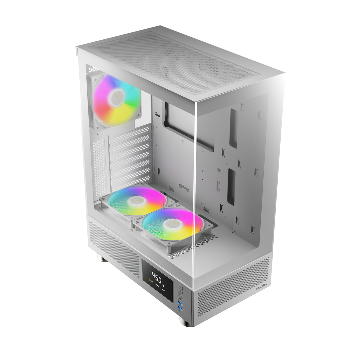 ATX GAMDIAS ATLAS E1 WH Front: 3x ARGB, RTX5050 8G