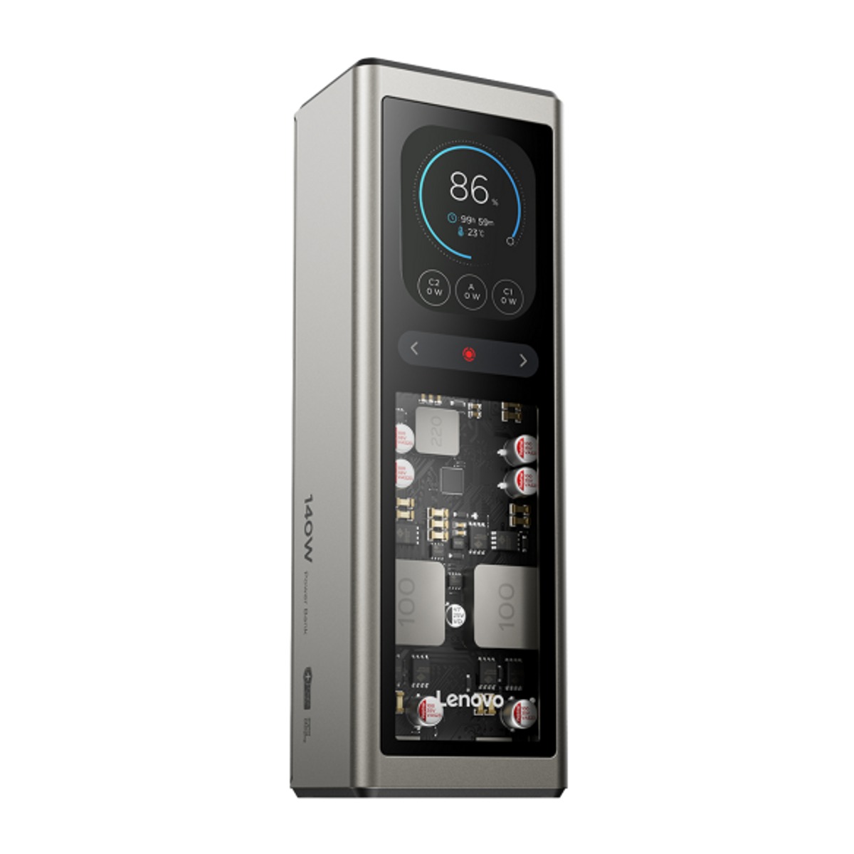 Lenovo 140W Laptop Power Bank 20000mAh Gold Grey מבט צד